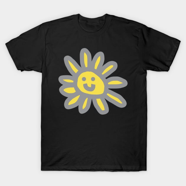 Ultimate Gray Daisy with a Face T-Shirt by ellenhenryart